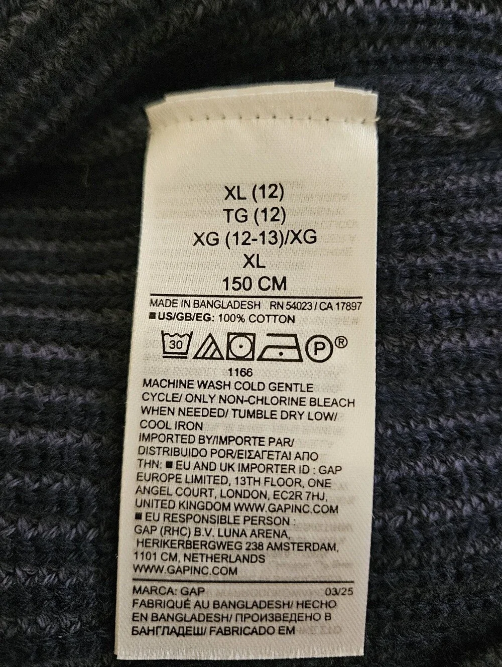 GAP Navy Blue Ribbed Knit Crewneck Sweater